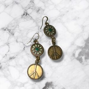 Vintage peace sign enamel earrings